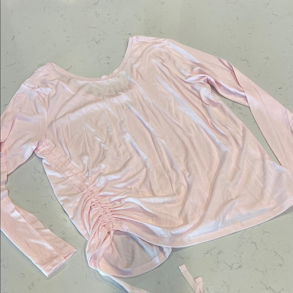 Old Navy Light Pink Ruched Long Sleeve Top